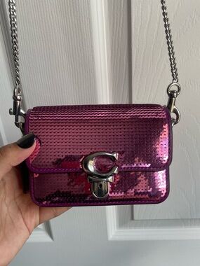 Coach mini pink sequin Studio 12 Purse